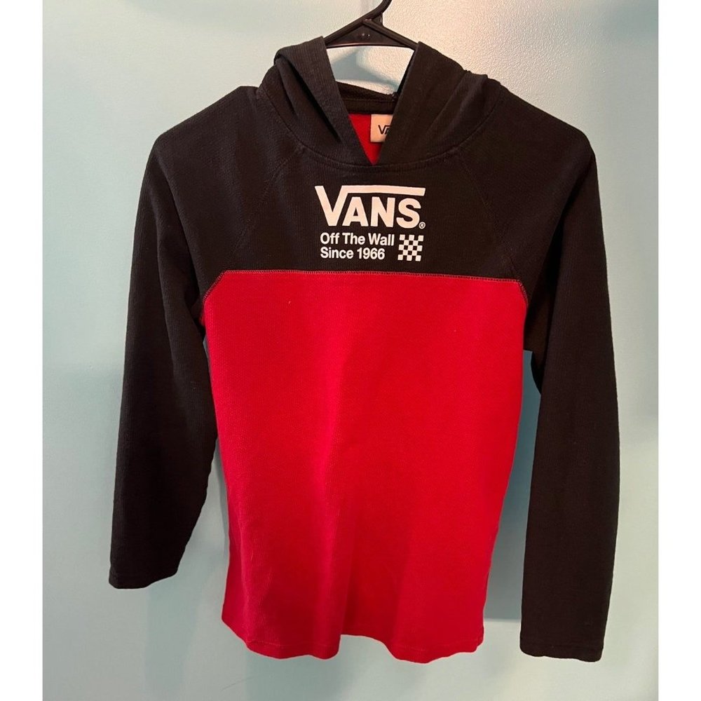 Boys Vans Off The Wall Pullover Hoodie Red/Black/White Checkerboard Size Large
